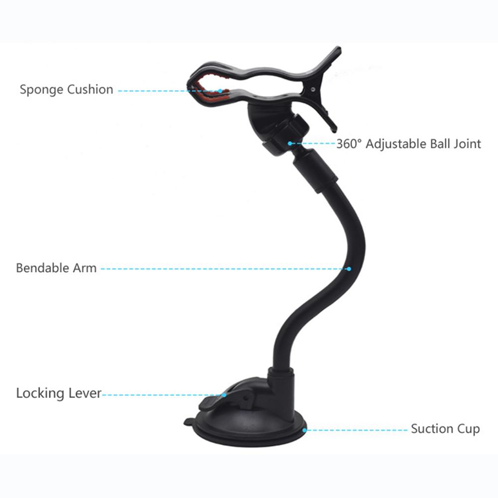 W011 Автомобильный держатель для смартфона Гибкий кронштейн Крепление-присоска на лобовое стекло/приборную панель Держатель для мобильного телефона