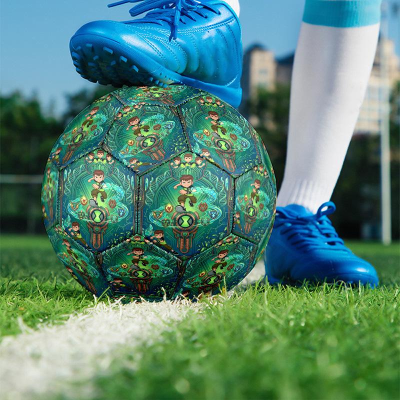 Ben 10 Cartoon Print Size 5 Soccer Ball, PU Wear Resistant Football for Match Training and Daily Practice, Birthday Gift for Soccer Fans