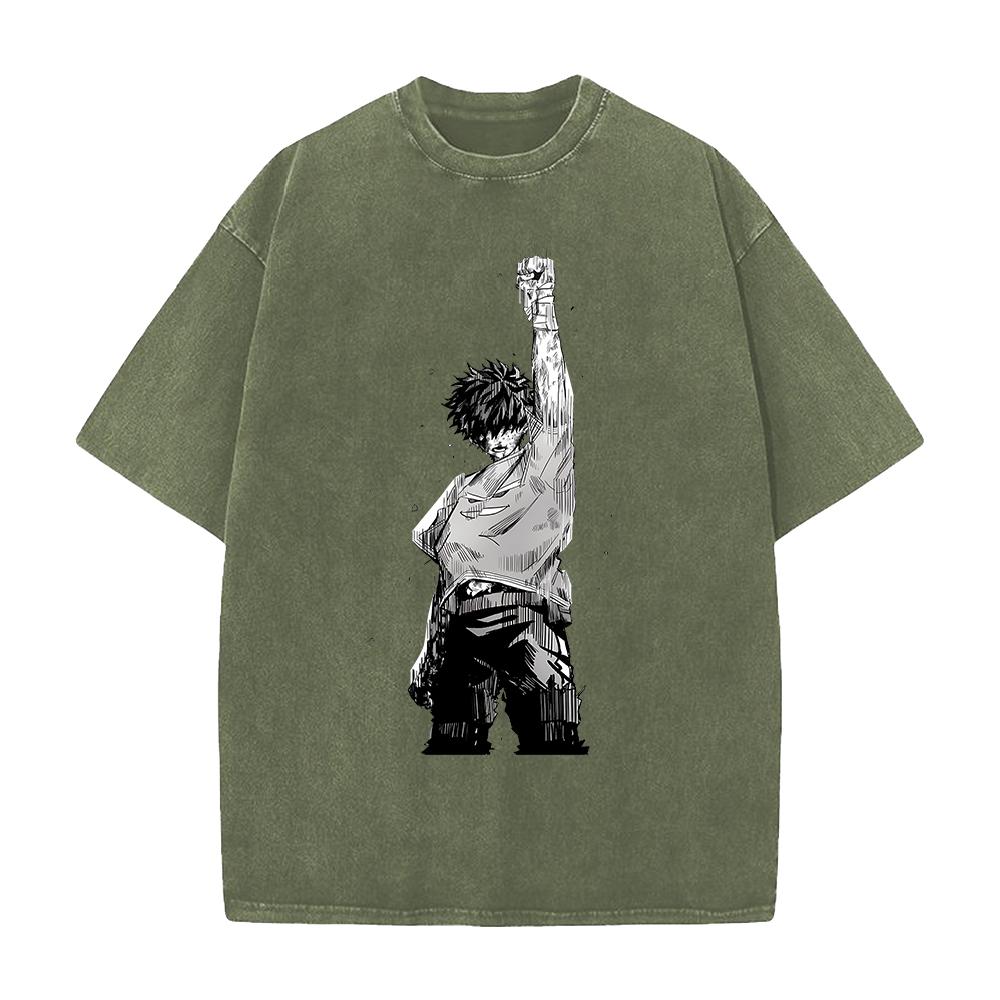Anime My Hero Academia Midoriya Izuku Graphic T Shirt Men Women Clothing Oversized Tshirt Washed Cotton Tee Harajuku Tshirt