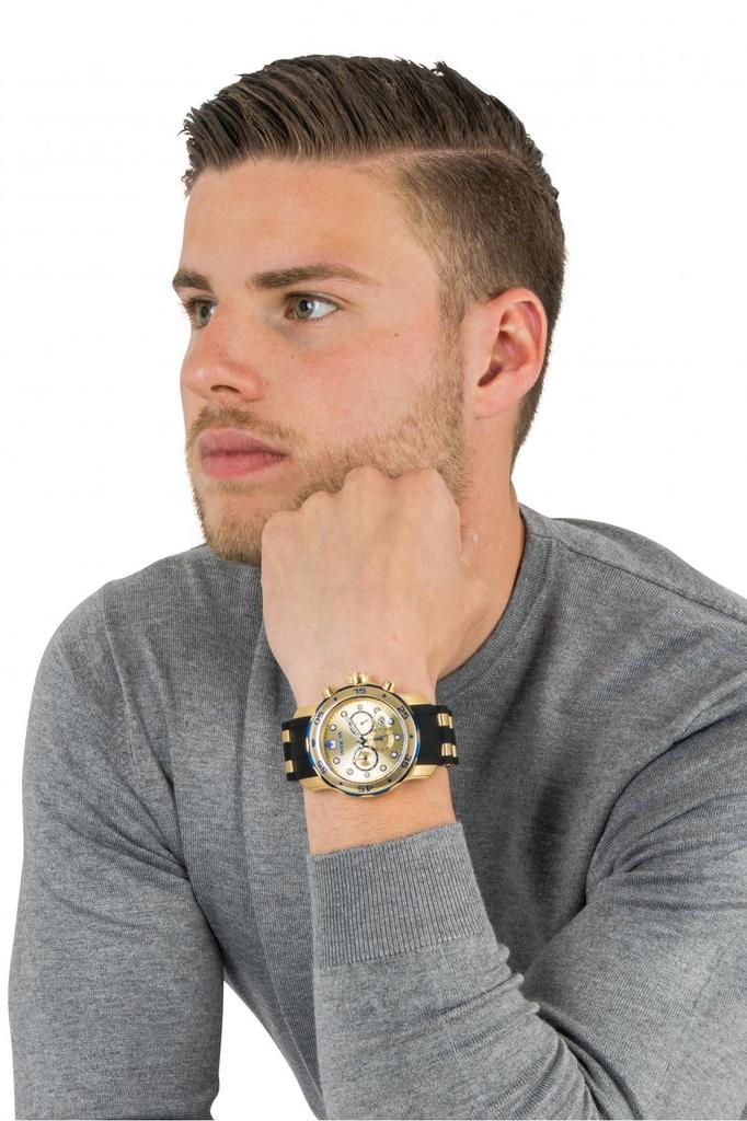 Часы Pro Diver Quartz 48 мм корпус золото черный нержавеющая сталь полиуретановый ремешок золотой циферблат 17887 [Invicta] мужские [Товар]