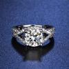 2 Carat Zircon Imitation Mozzarella Diamond Sansheng III Light Luxury Design Line Live Adjustment Ring Female