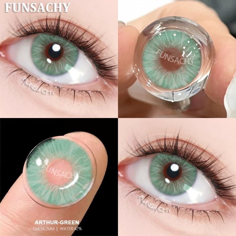 FUNSACHY 1 Pair Blue Contact Lenses for Eyes Natural Colored Contact Blue Eyes Lenses Korean Contacts Lenses Yearly Green Pupil