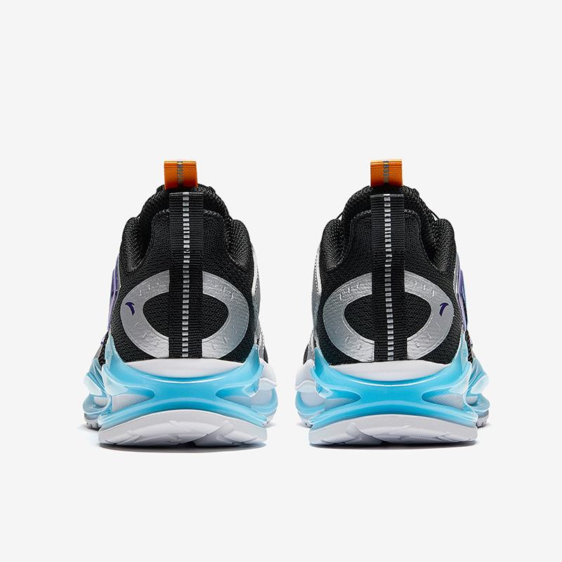 Anta Kids Casual Lightweight Breathable Shock Absorbing Low Top Running Shoes Men Sneaker Black Silver Iceland-Blue A12445536-1