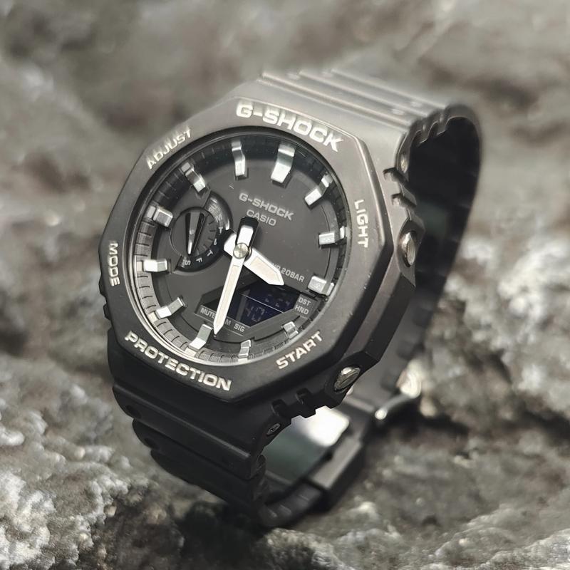 Casio Мужские часы с ЖК-дисплеем и аналоговым двойным дисплеем Серия Black GA-2100-1A1(Watch3--)