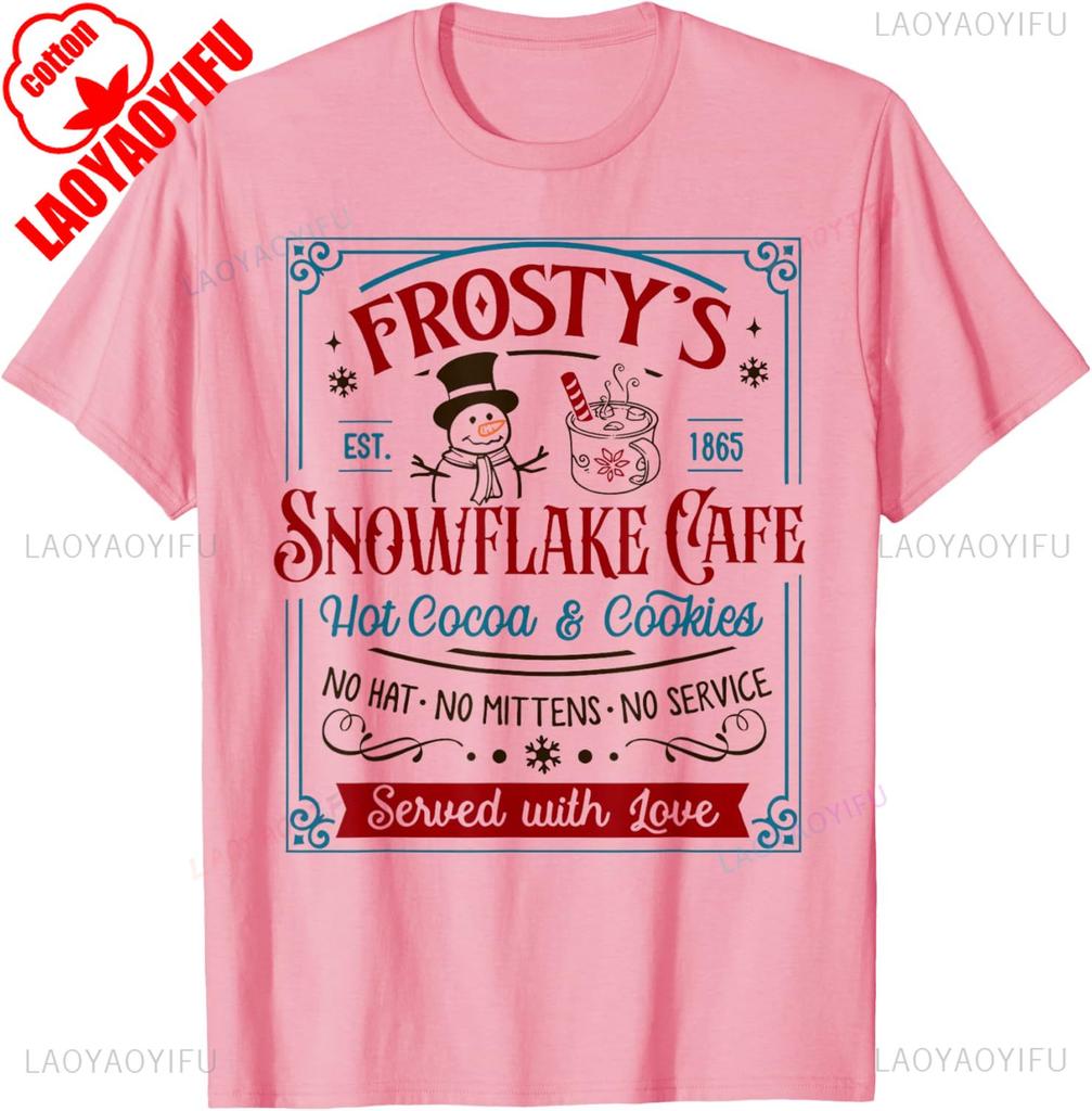 Old Fashioned Frostys Snowflake Cafe Coffee Lovers Xmas Pattern TShirt Creative Fashion Allmatch Shortsleev New Arrival