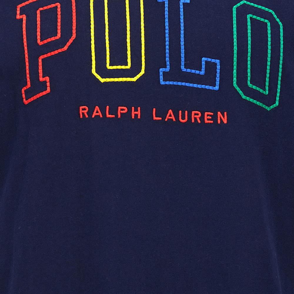 Polo Ralph Lauren FW23 Принт логотипа Прямой крой Круглый вырез Короткий рукав Футболка Мужские футболки Темно-синие 710929077-001
