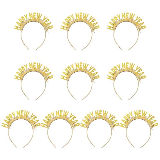 10 шт. обруч для волос с новым годом, днем рождения, тематическая повязка на голову с блестками для взрослых и детей, универсальные аксессуары для волос для вечеринок