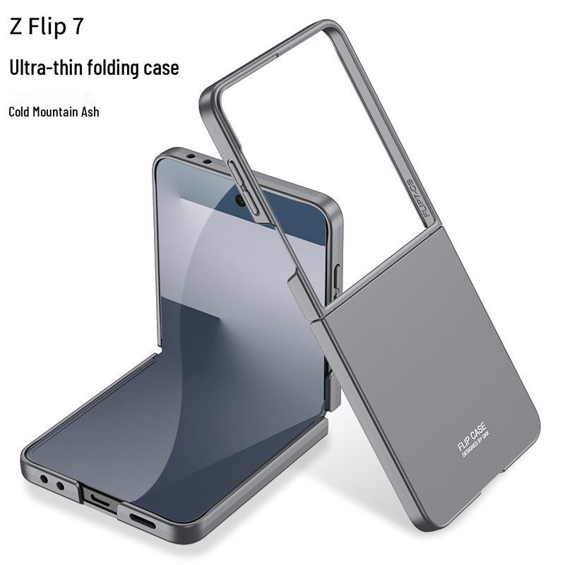 GKK Однотонный противоударный ПК-чехол для Samsung Z Flip7 - Большое окно, Ощущение кожи, Трансграничный, Защита складного экрана