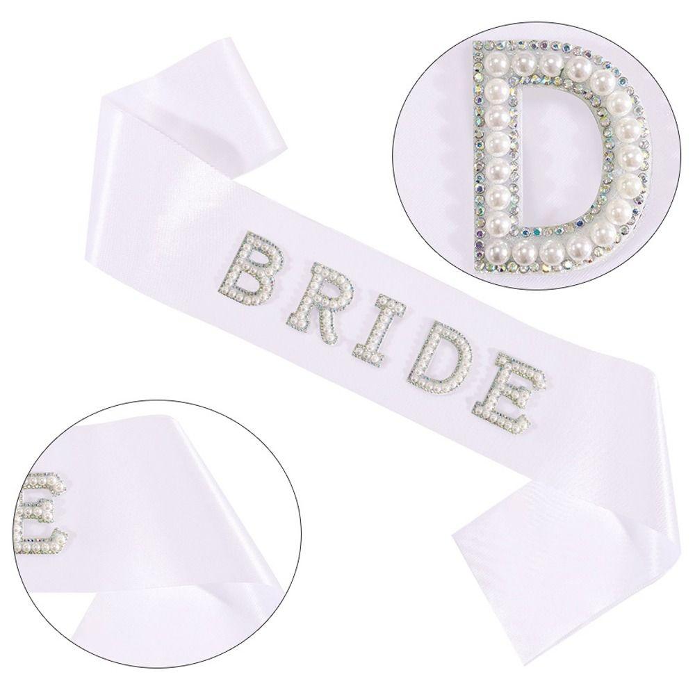 Блестящие принадлежности для девичника Жемчужные буквы Повязка на голову для волос Свадебная лента Фата Набор Свадебный душ