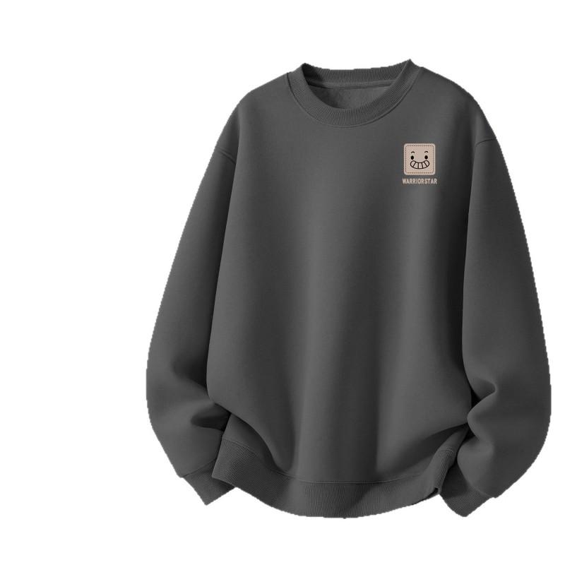 Unisex Oversized Cotton Blend Hoodless Sweatshirt With Print Warm Winter Long Sleeve Top Men Women