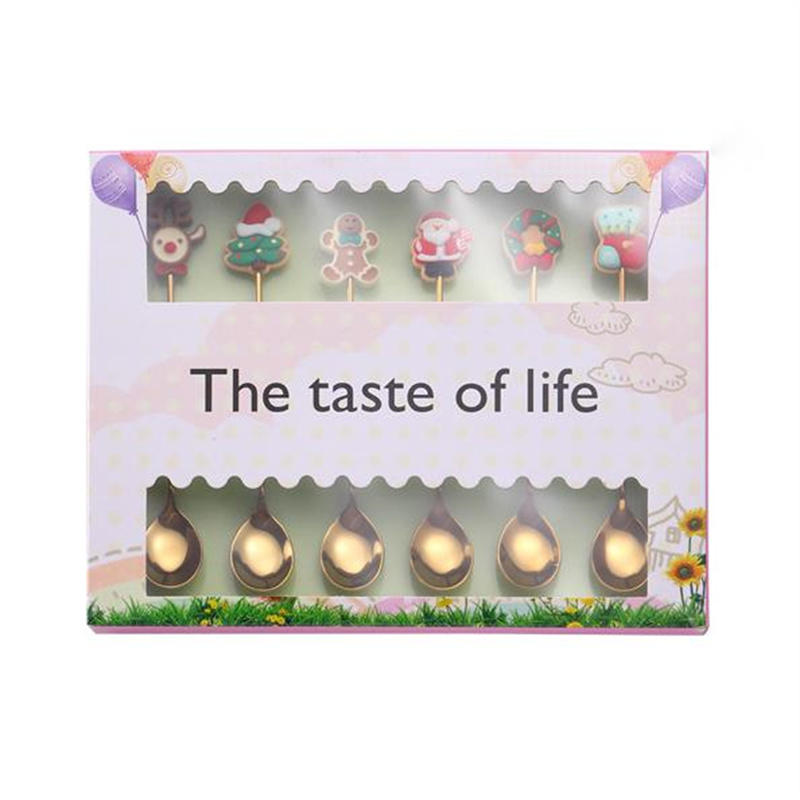 Рождественский набор вилок и ложек из нержавеющей стали, полированное серебро, десертные вилки с кофейными ложками, элегантные сервировочные приборы для рождественской вечеринки