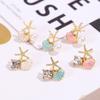 New Asymmetric Ocean Style Earrings Stud For Women Starfish Shell Earring Ear Ring Imitation Zircon Zircon Zircon Gift