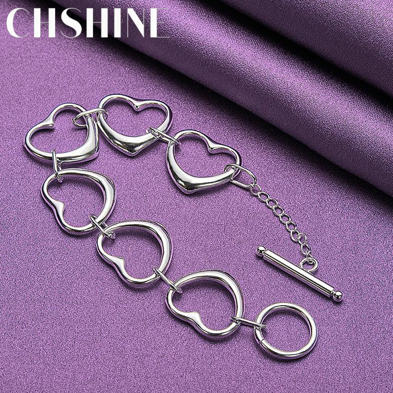CHSHINE Стерлингового Серебра 925 пробы Сердце Любовь Браслет-Цепочка Для Женщин Свадебная Вечеринка Модные Очаровательные Ювелирные Изделия