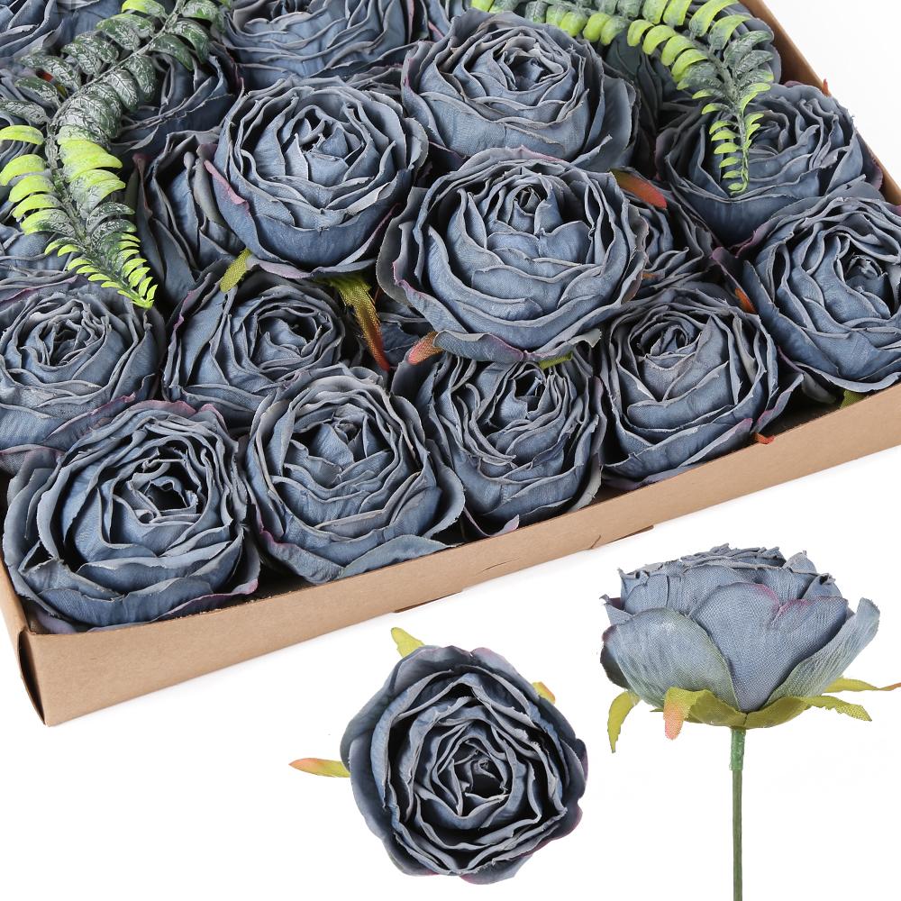 25 Pieces White Rose Artificial Flower Head Vintage Dried Flower Artificial Rose Head Silk Fake Rose for Wedding Centerpiece Decoration