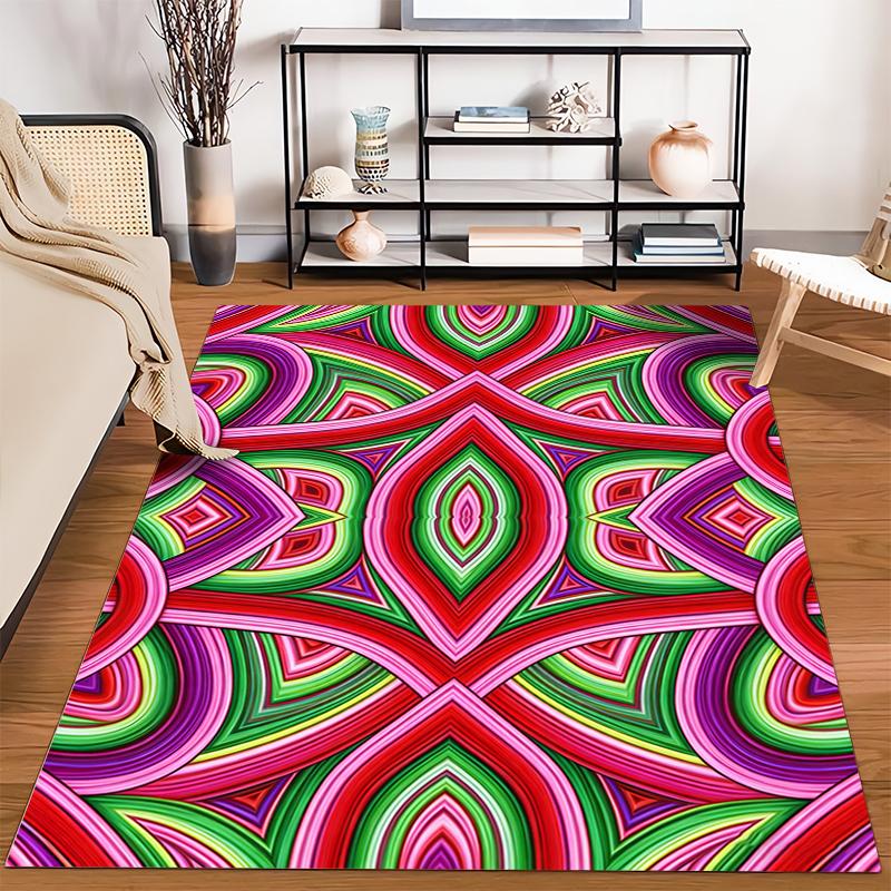 Colorful Geometric Pattern Red Green Purple Abstract Carpet Design Suitable for use as an anti-slip for living room bedroom sofas