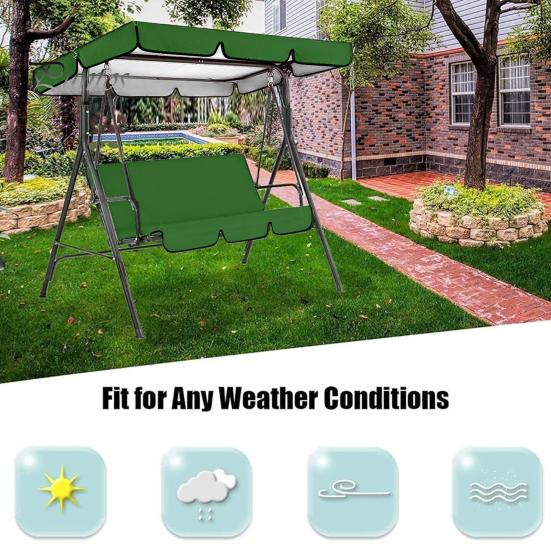 Swing Chair Canopy Replacement Waterproof Anti-UV 2-3 Seater Swing Chair Top Cover Outdoor Garden Porch Patio Swing Seat Sun Shade Awning