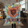 Custom Name Chicago Bears Flannel Blanket, High quality Comfortable for All Seasons, Home Decor, Warmth and Comfort