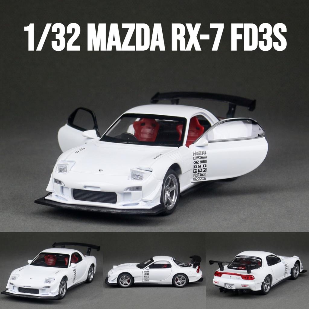 1/32 Mazda RX-7 FD3S Гоночная Миниатюрная Металлическая Модель Игрушечного Автомобиля Звук и Свет Двери Открываются Коллекция Подарок для Детей Мальчика Ребенка
