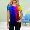 Модная женская футболка с радужным принтом, забавная повседневная футболка с круглым вырезом и короткими рукавами, летняя женская футболка