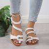 2024 Обувь для женщин Летние женские сандалии с плоским дном и римскими ремешками на нескользящей резиновой подошве Модные женские повседневные сандалии