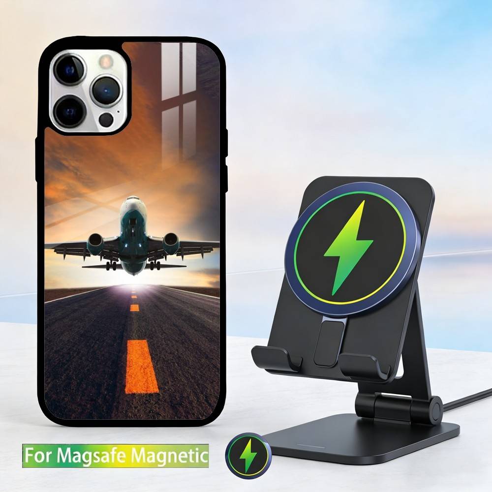Airplane Plane Phone Case For iPhone 14,16,15,13,17,12,Plus,Pro,Max Magnetic For Magsafe Frosted Cover