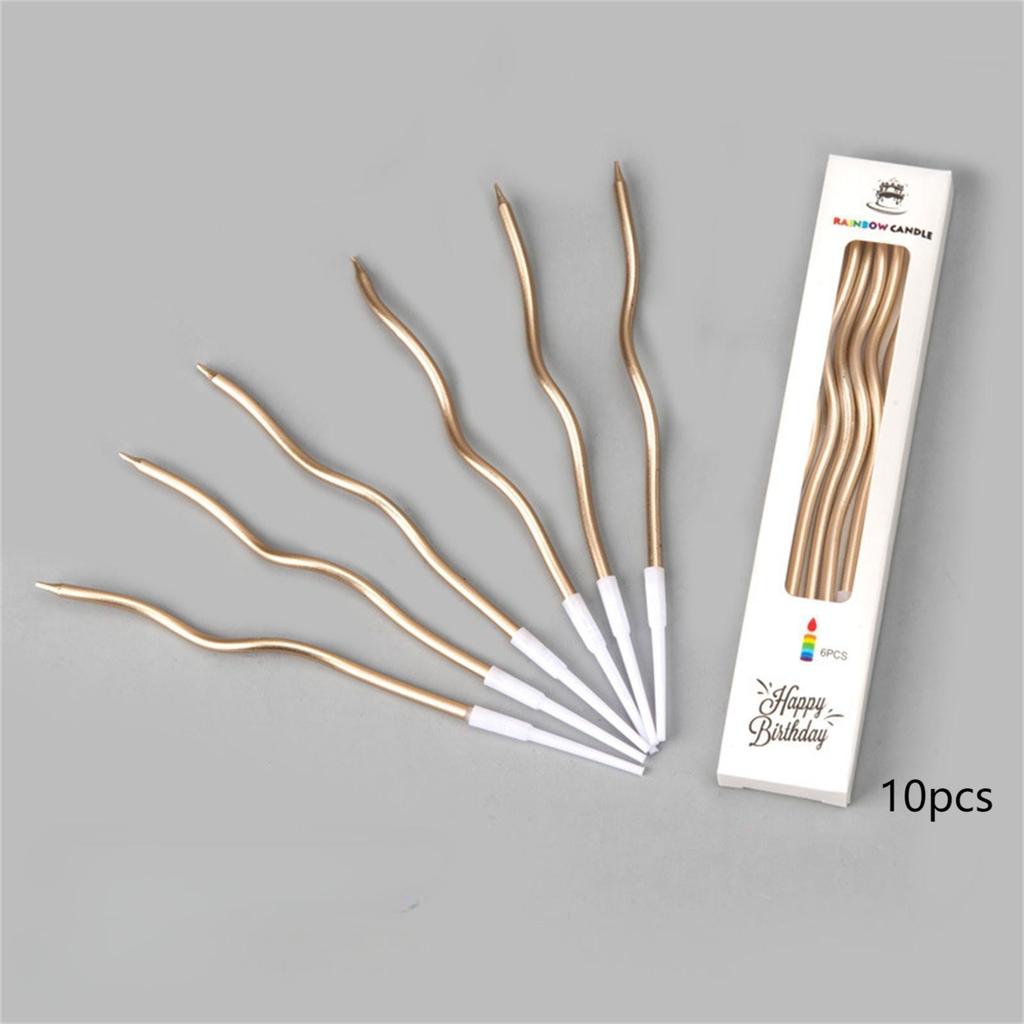 10 шт. Свечи на день рождения, спиральные свечи для торта, длинные тонкие свечи для свадебной вечеринки и украшения торта