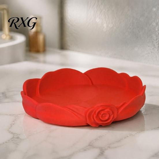 Elegant Vanity Organizer Rose Shaped Jewelry Storage Tray, Decorative Plastic Trinket Dish, 3D Gift for Women And Girls Printed Desktop Earrings Keys