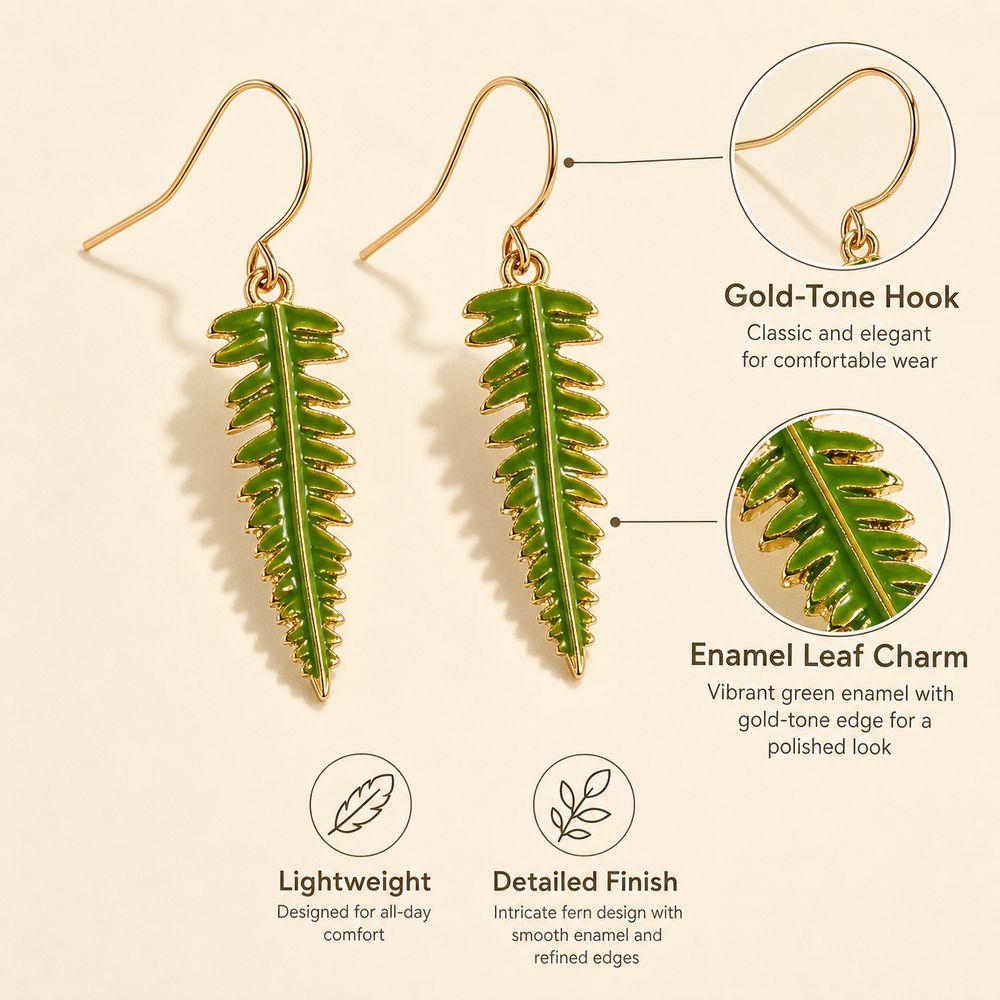 Alloy Leaf Dangle Earrings Fern Leaf Drop Earrings New Plant Pendant Earrings Wome Daily Wear