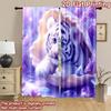 2D flat printing 2pcs Curtains Cute white tiger kitten shell crystals Digital Printed Polyester Drapes Family Party Use for