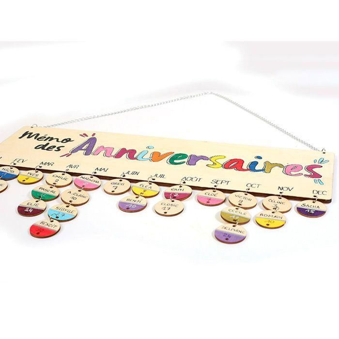 3 calendriers des Anniversaires en bois 40 x 12 cm