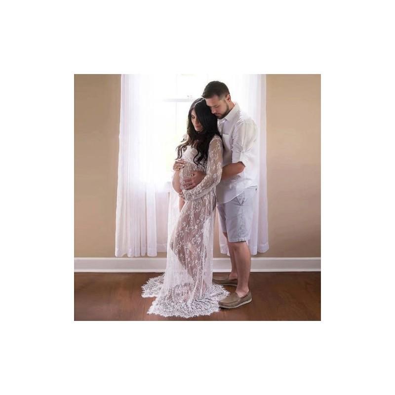 Lace Maternity Maxi Dress Pregnant Photography Photo Props Fancy Women Clothes