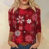 Women's Fashion Casual Seven Sleeve Christmas Printed Round Neck Top