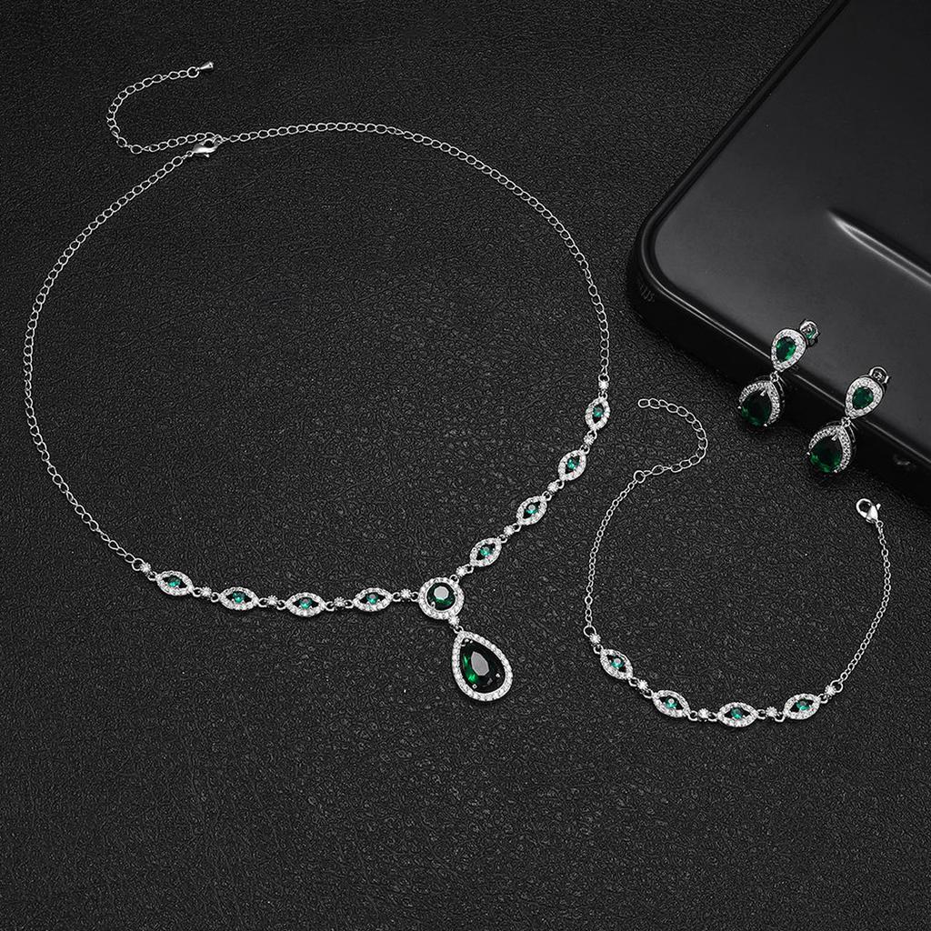 Ювелирные изделия в европейском и американском стиле, ожерелье с каплями воды из циркона, женственное свадебное платье, высококачественные свадебные украшения, комплект сережек-гвоздиков