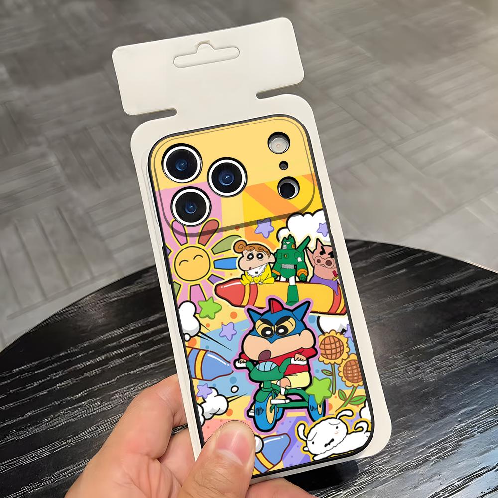 C-Crayon S-ShinChan Phone Case For IPhone 17 Air 16 E Pro Max 15 14 13 Mini 12 Pro 11 Max Plus Black Soft Shell