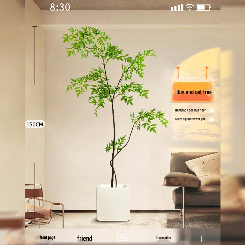 Нандина Роскошное Искусственное Дерево - Напольное Украшение для Помещений и Бионическое Зеленое Растение в Горшке