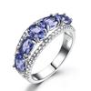 Five 4*6mm Created Nano Tanzanite Oval Wedding Fine Jewelry 925 Sterling Silver Purple Rings