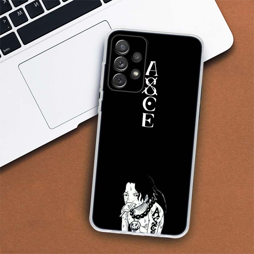 One Piece Black Art Crtoon Phone Case For Samsung Galaxy A53 A52 A73 A72 A12 5G A13 A22 A23 A32 A33 A02S A03S A42 A43 A50S Coque