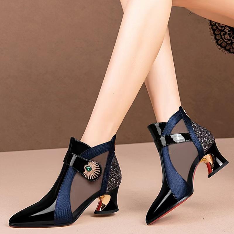 Осенне-весенний стиль, толстый каблук, модные заостренные туфли, женские дышащие, удобные, высокие каблуки, темпераментные туфли для вечеринок