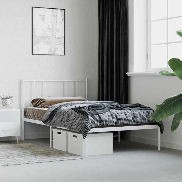 Maison Exclusive - Cadre de lit métal sans matelas avec tête de lit blanc 75x190cm