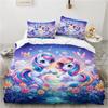 Cute Cartoon Unicorn Duvet Cover Set, Rainbow Floral Kids Bedding, 3D Printed Soft Microfiber Quilt Cover Pillowcase