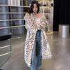 Leopard Print Imitation Fur Coat Women's Large Lapel Loose Imitation Fox Hair Coat Autumn and Winter Thickened Long Mink Hair Coat