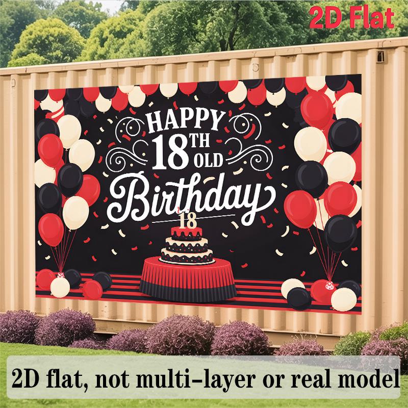 Party Backdrop 18Th Birthday Flat Designed Celebrating Serves Photos Made Embellishments Photo Booth Decor Birthday Party Decor