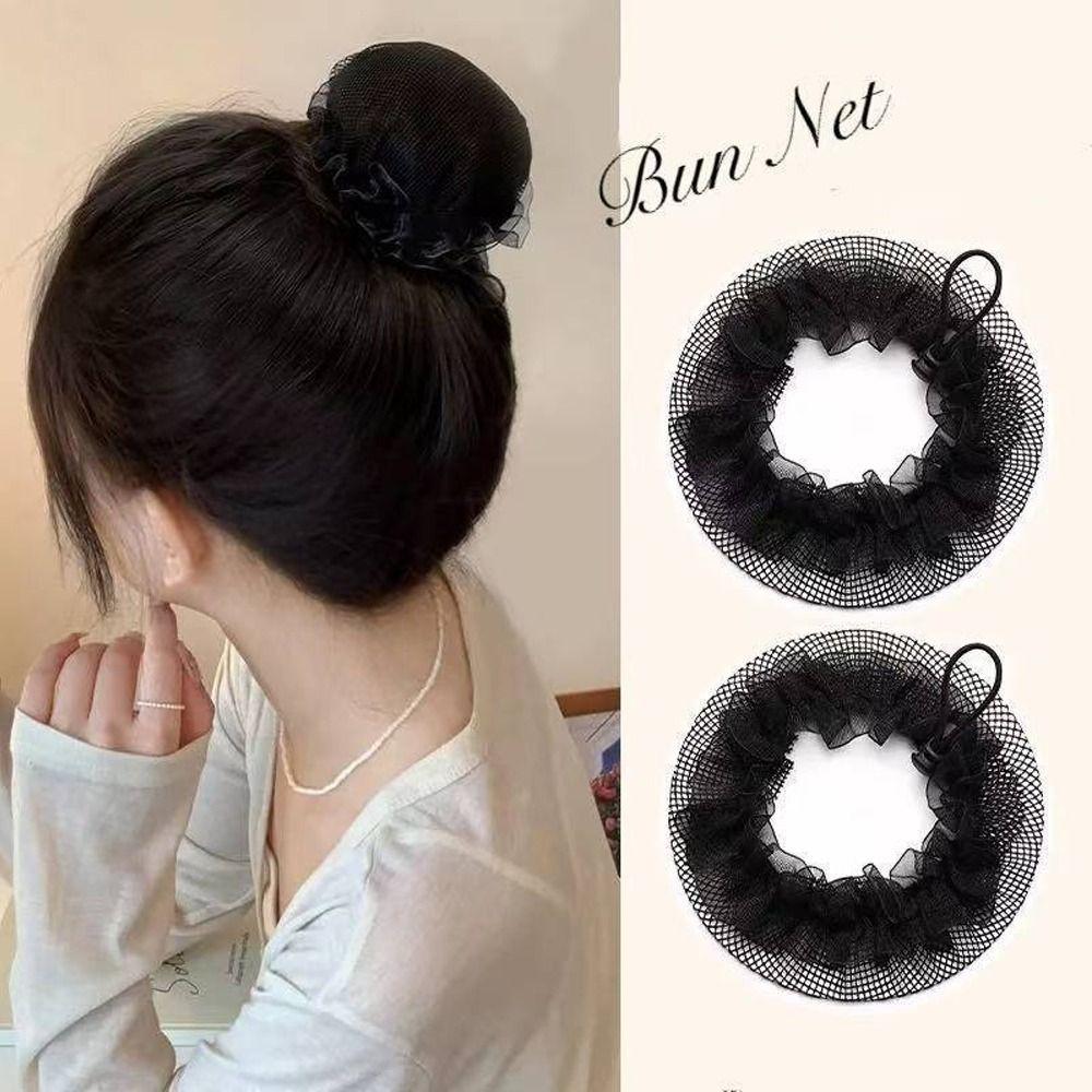 Elegant Drawstring Bun Hair Net Elastic Lace Work Headdress  For Women Girl Hair Accessories