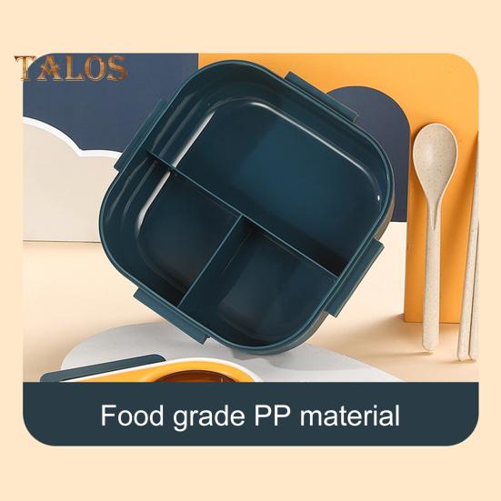 1 Set Bento Case Large Capacity Storing Easy To Clean Useful School Students 3 Grids Lunch Case with Cutlery Household Supplies