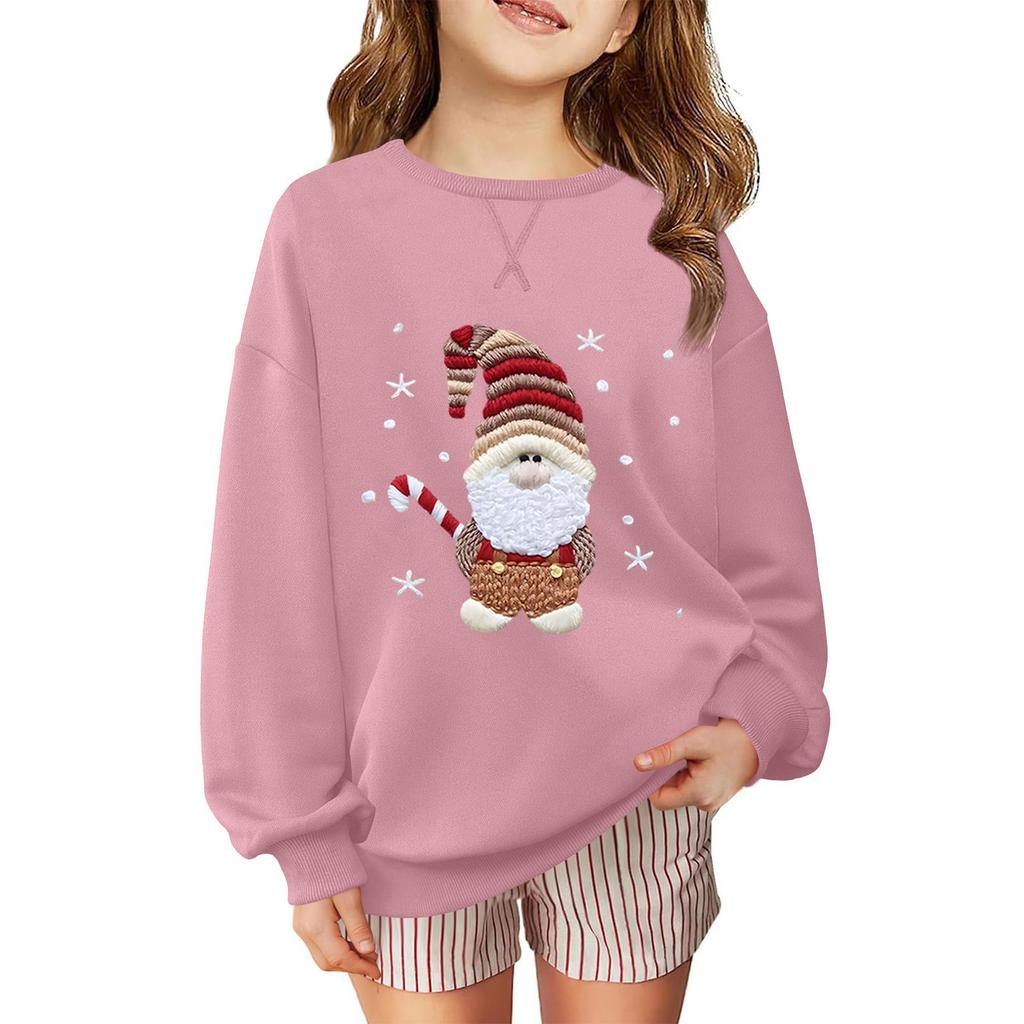 Children's Fashionable Casual Long-sleeved Loose Christmas Print Pullover Sweatshirt