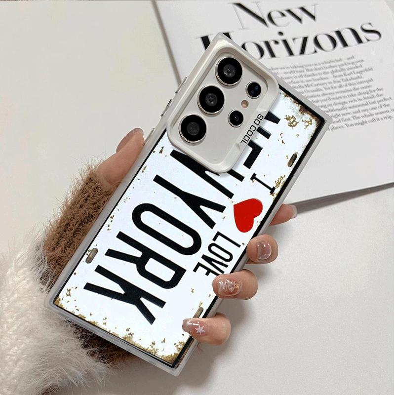 Retro Vintage License Plate Soft Phone Case for Samsung Galaxy S24 S25 FE S26 Edge S23 Ultra S22 Plus S21 + Shockproof Cover Bac