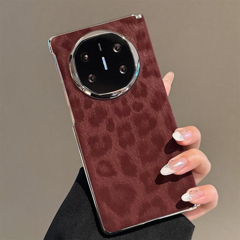 Retro Velvet Leopard Print Phone Case Mate X7 X6 X5 Foldable Full Coverage Shockproof Protective Cover