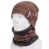Winter Knit Beanie Hat With Scarf Set Men Women - Warm Fleece-Lined Cotton Blend Cap Windproof Neck Protection