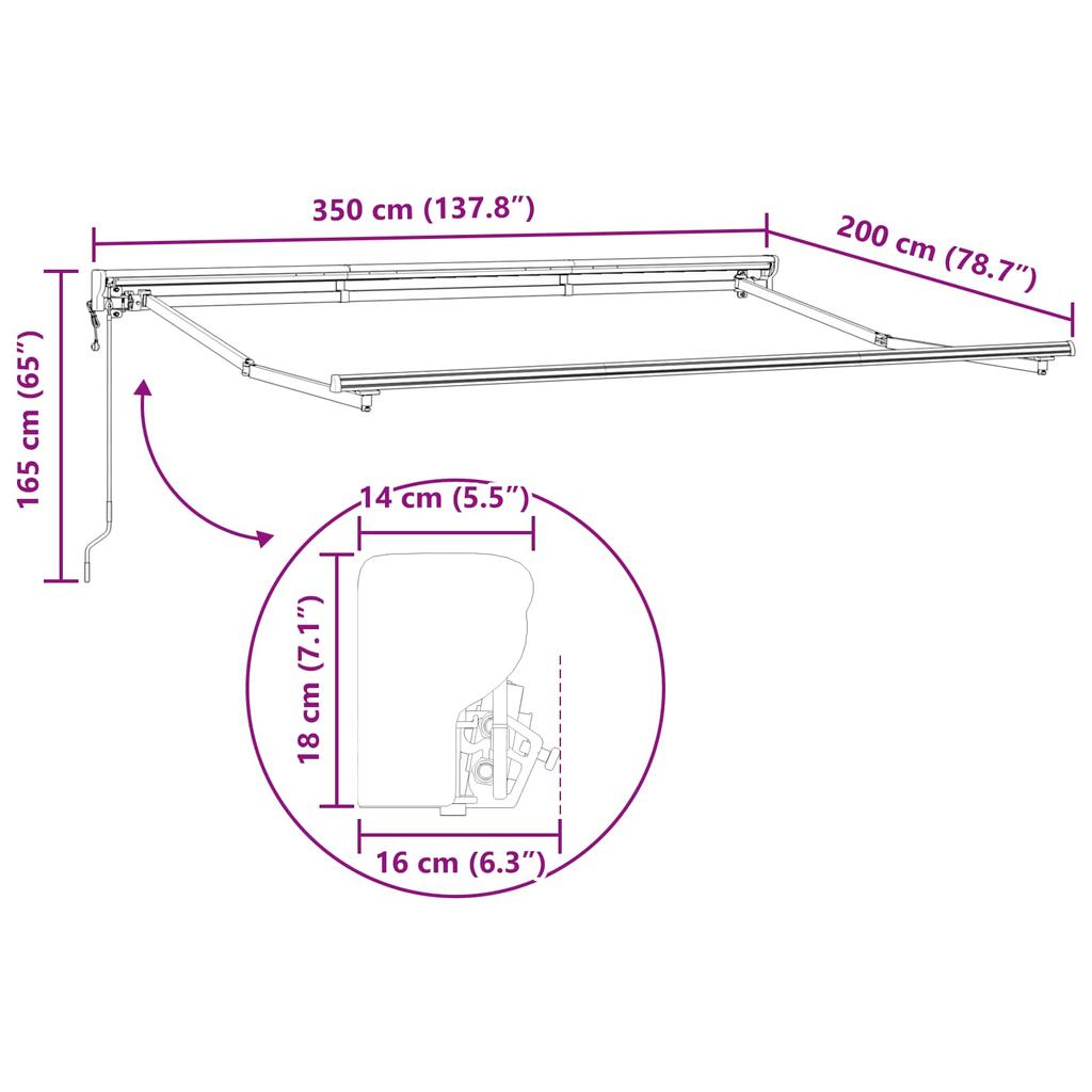 Electric Retractable Awning Brown 3.5 x 2 m