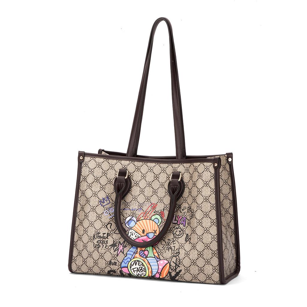 Новая универсальная модная сумка, простая повседневная женская сумка через плечо с милым мультяшным принтом, высококачественная сумка-тоут большой вместимости